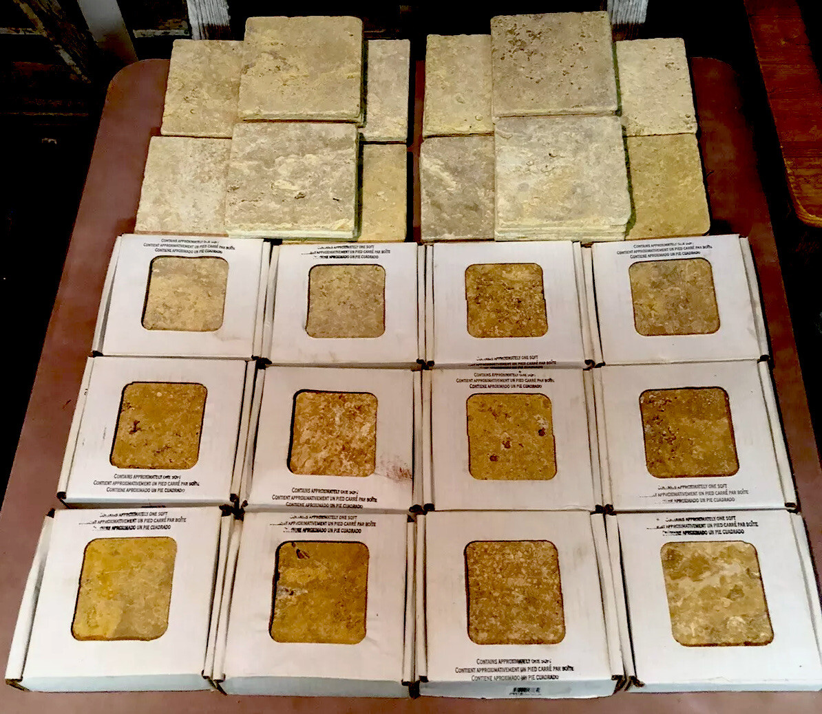 AntiqueGold 6×6 Tumbled Italian Marble Textured Tile Backsplash FloorWall 24sqft