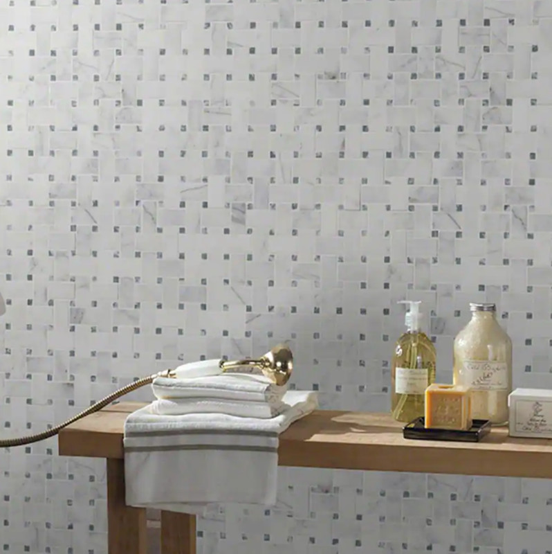MSI Calacatta Cressa Basket Weave 11.38×12.38 Honed Marble Look Floor Wall Tile