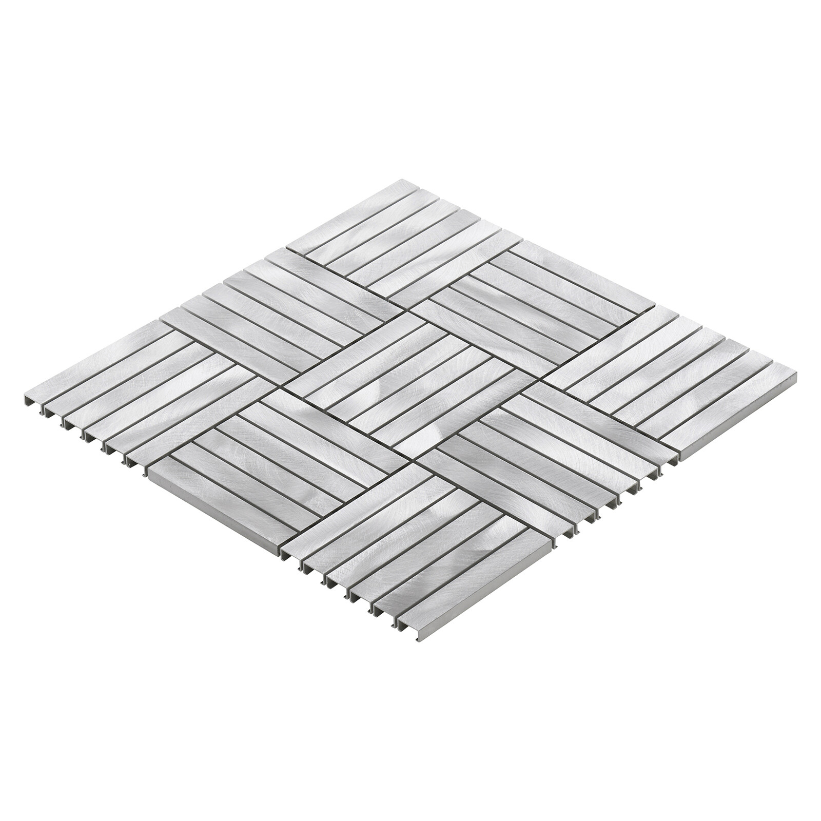Aluminum Metallic Metal Basketweave Parquet Mosaic Tile Kitchen Wall Backsplash