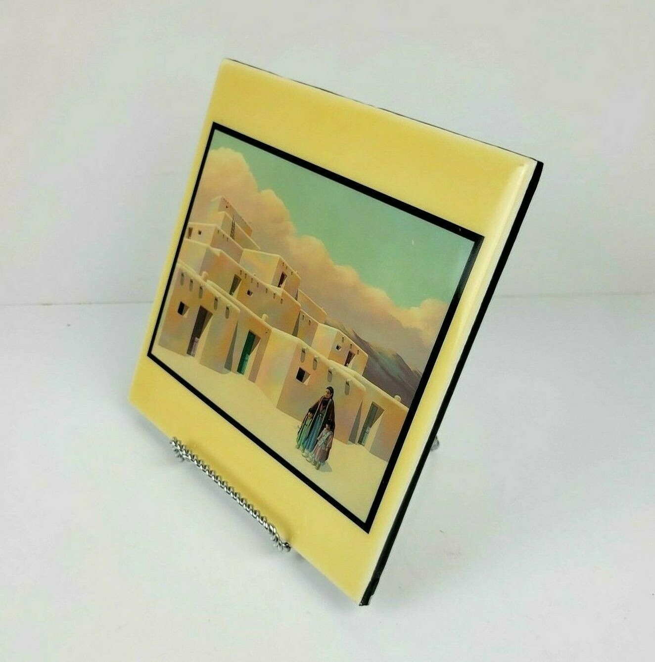 Deborah Hiatt Ceramic Art Tile “Sheltered Hearts” Art Co. 8″ x 8″ Made in USA