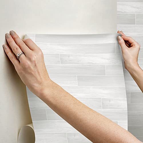 InHome ARB4256: Ash Porcelain Planks Peel & Stick Rolled Backsplash Tile, Off