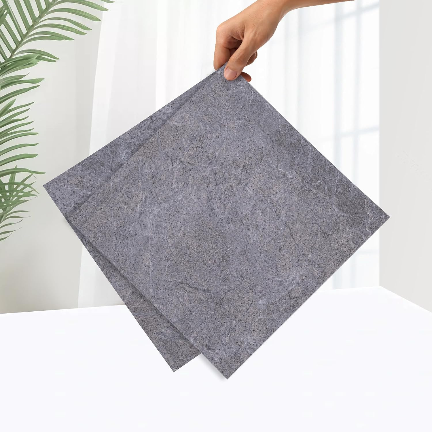 20Sq.Ft Grey Marble Peel and Stick Vinyl Floor Tiles,20 Tiles – 12″ X 12″,Waterf