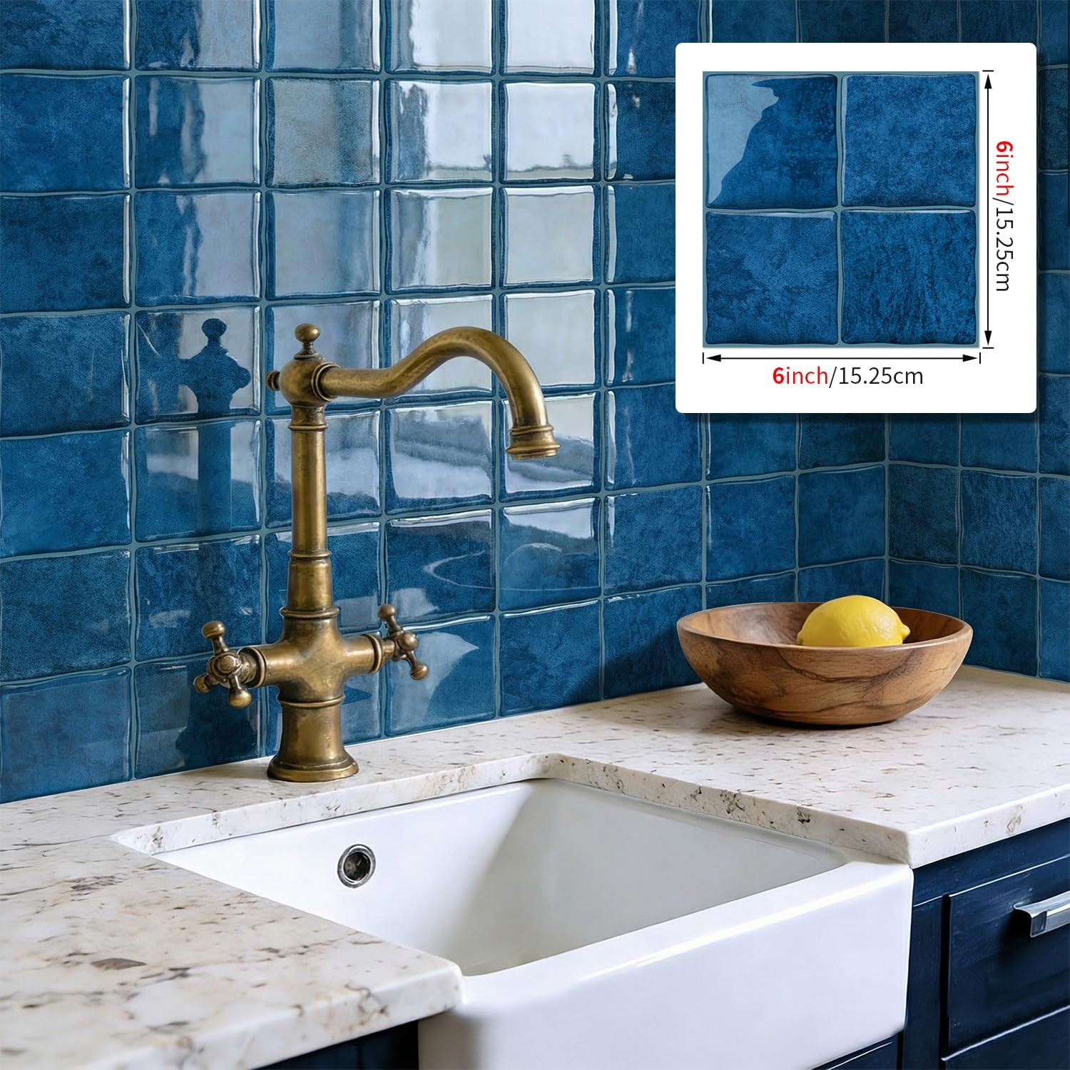 24 Sheets Thicker Peel and Stick Backsplash Tile, 6×6-3D Self-Adhesive Square…