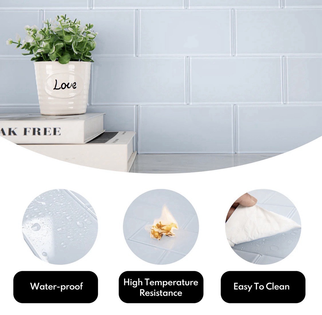 Peel Stick Glass Subway Tile 3×6 Ice Blue Backsplash 40 Pack 5 Sq Ft