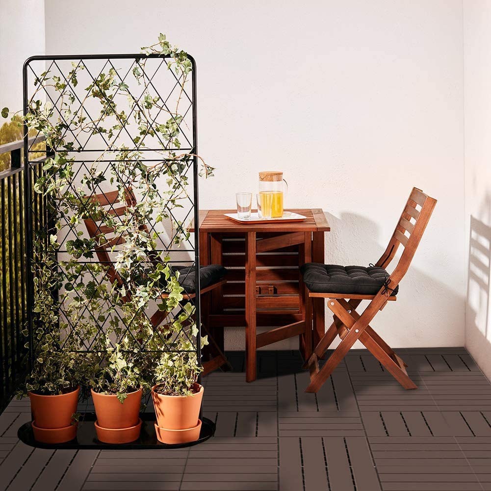 Patio Deck Tiles, 12 x 12 inches Composite Interlocking Decking Tile, Four Sl…