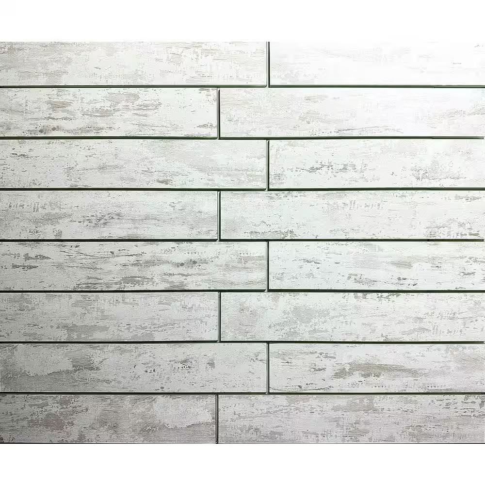 French Country Style White 3 In. X 16 In. Wood Look Glass Subway Wall Tile (20 S