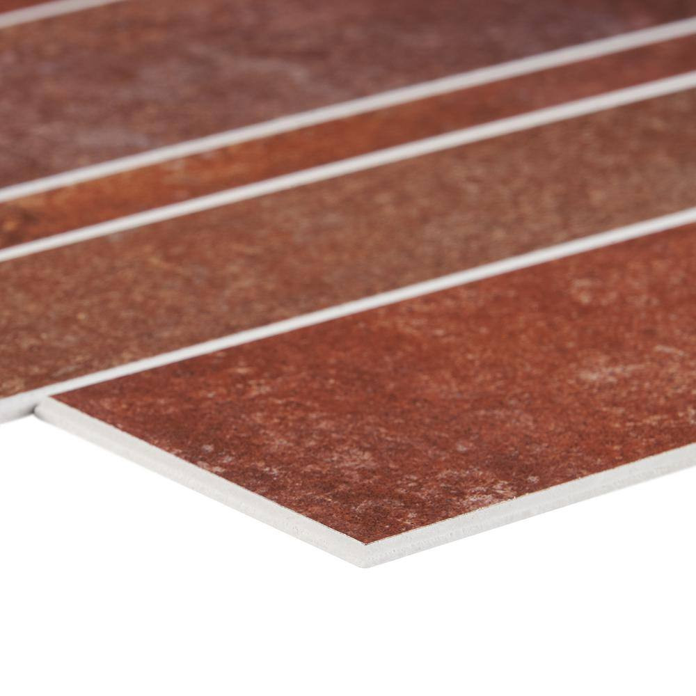 Luxe Core Railroad Terracotta 11.81 In. X 11.81 In. SPC Peel and Stick Tile (0.9