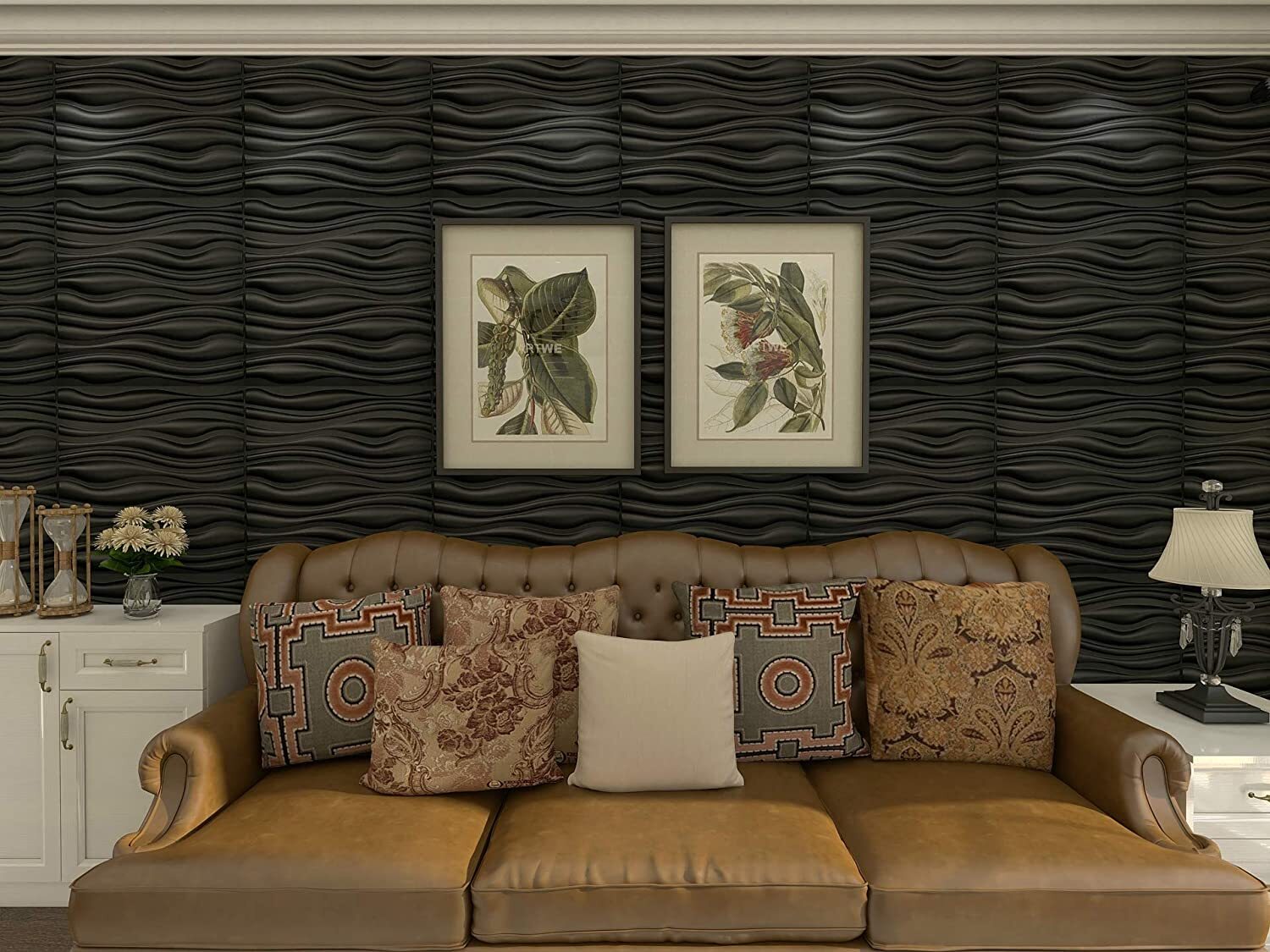 Art3d PVC Wave Board Textured 3D Wall Panels, 19.7″ x 19.7″,32 sqft (12 Pack)