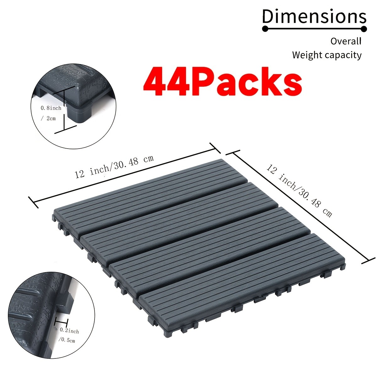 Interlocking Deck Tiles – 44 Packs of 12″ X 12″ Terrace Tiles