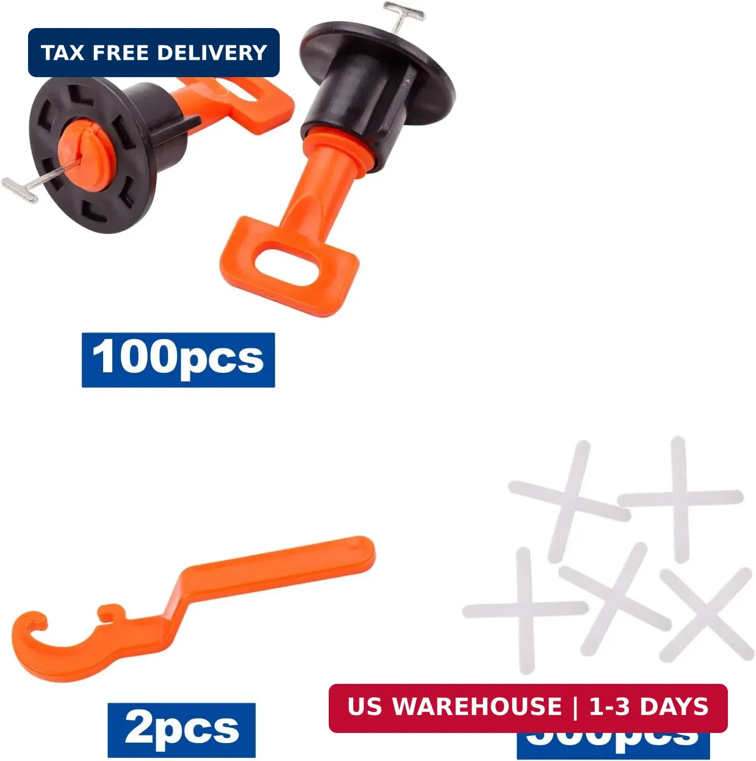 Tile Leveling System Kit 100pcs Reusable Leveler + 500pcs 2mm Spacers 2 Wrenches