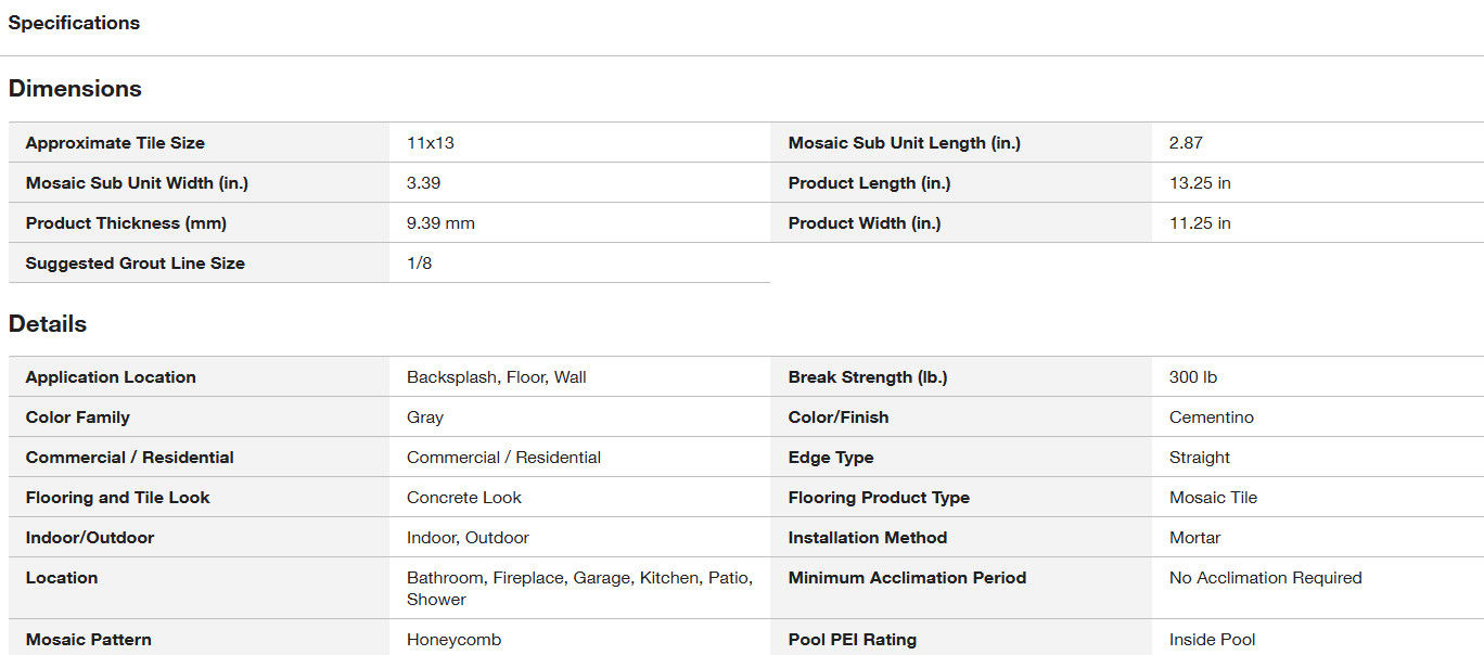MSI Cementino 11 in. x 13 in. Matte Porcelain Hexagon Mosaic Floor & Wall Tile