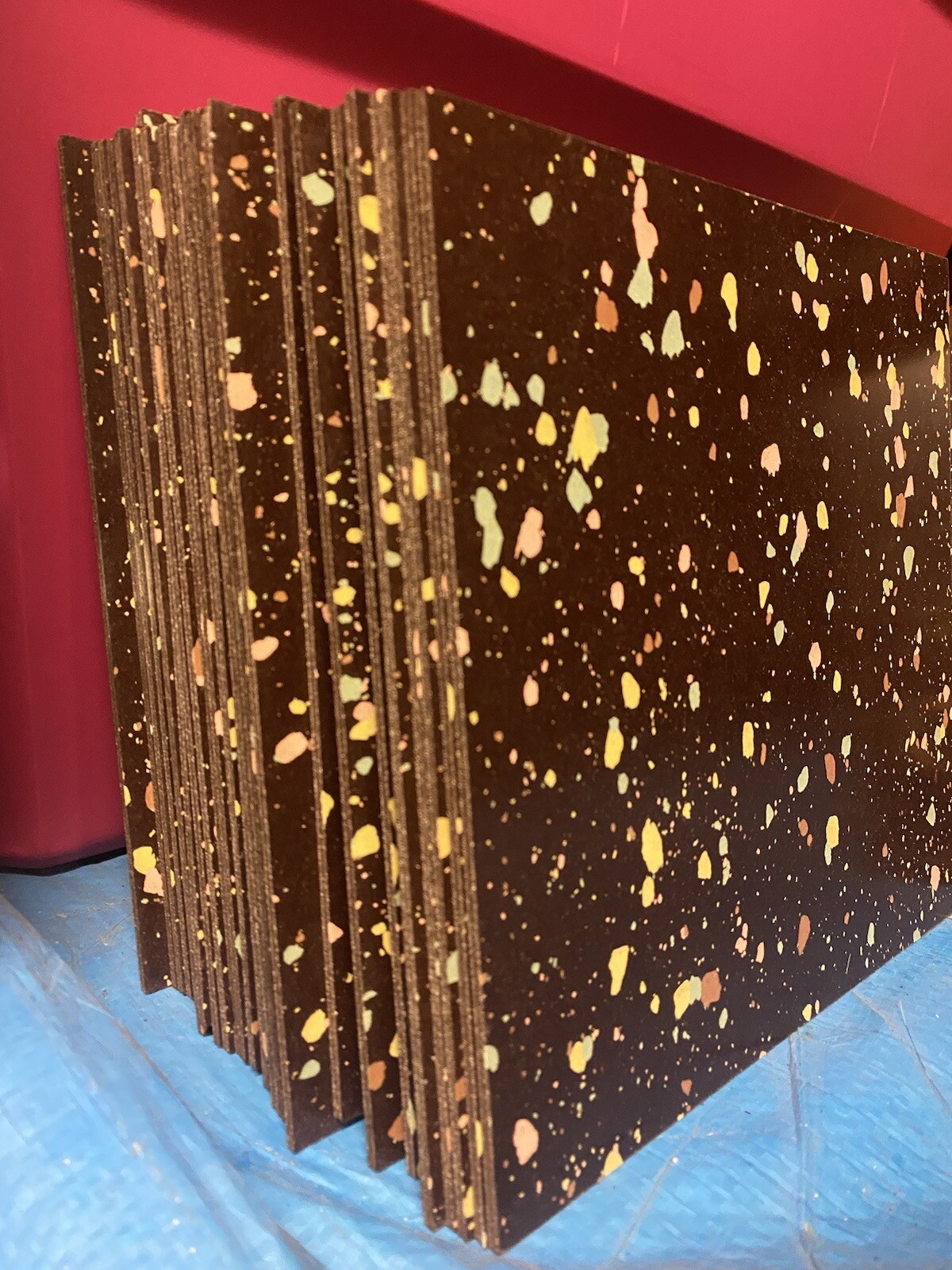 New Old Stock Armstrong Asphalt Tiles Mid Century Brown Terrazzo Pattern