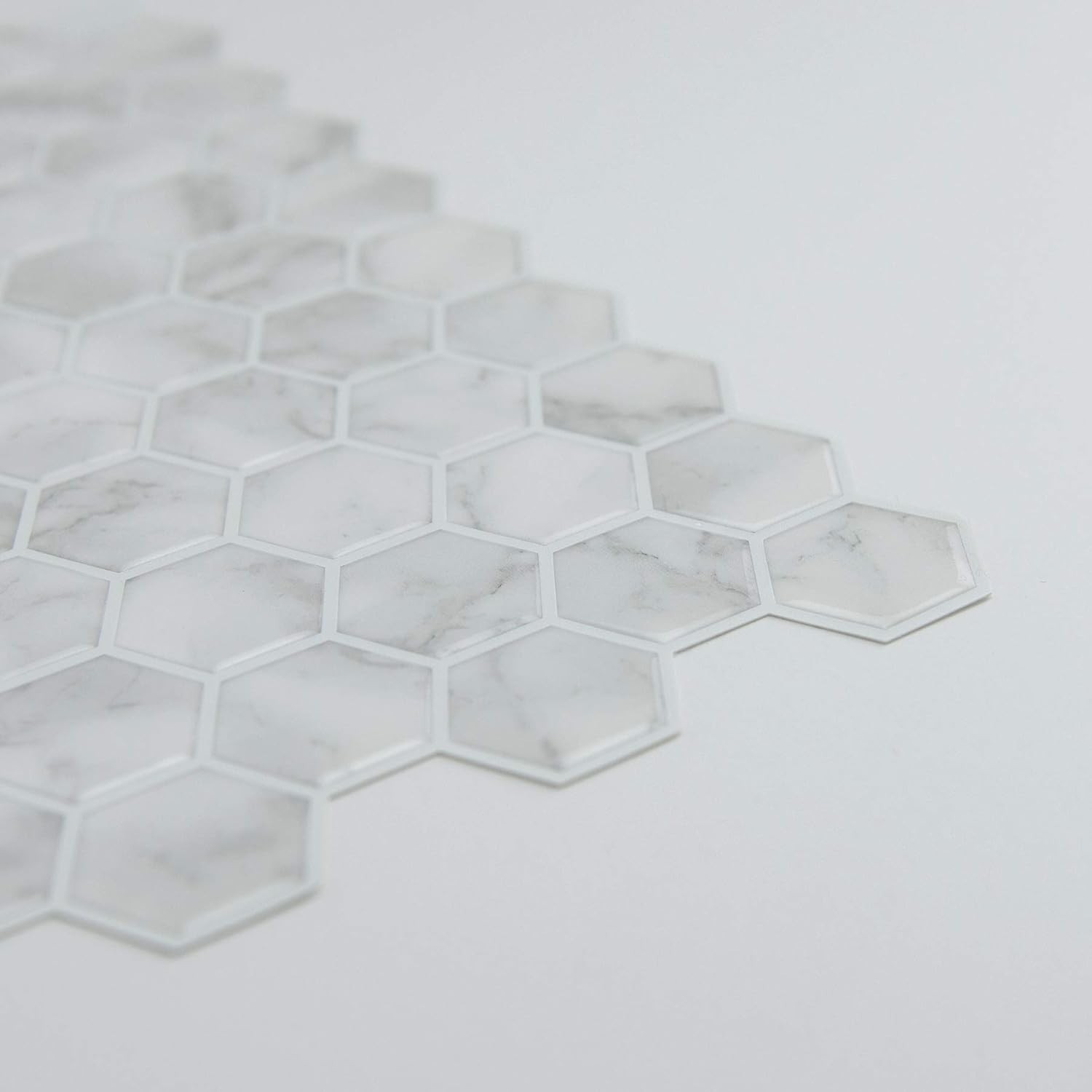 Gorgeous Marble-Look Hexagon Peel & Stick Tiles – Perfect for Kitchen Makeovers