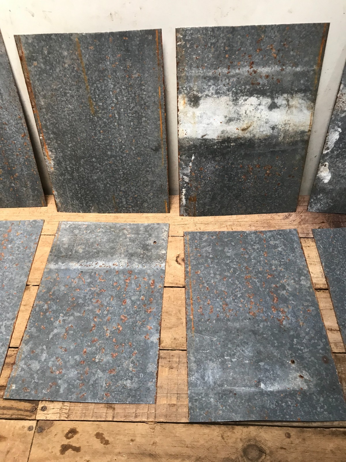 10 Rusty Galvanized Patina Sheet Metal 12″ x 7 1/2 – 8″ Wall Tile Art Garden (F)
