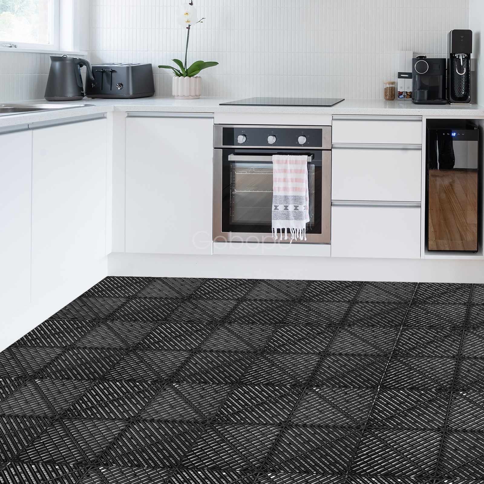 50pcs Black Garage Floor Tile 15.75*15.75″ Interlocking Garage Flooring Mats