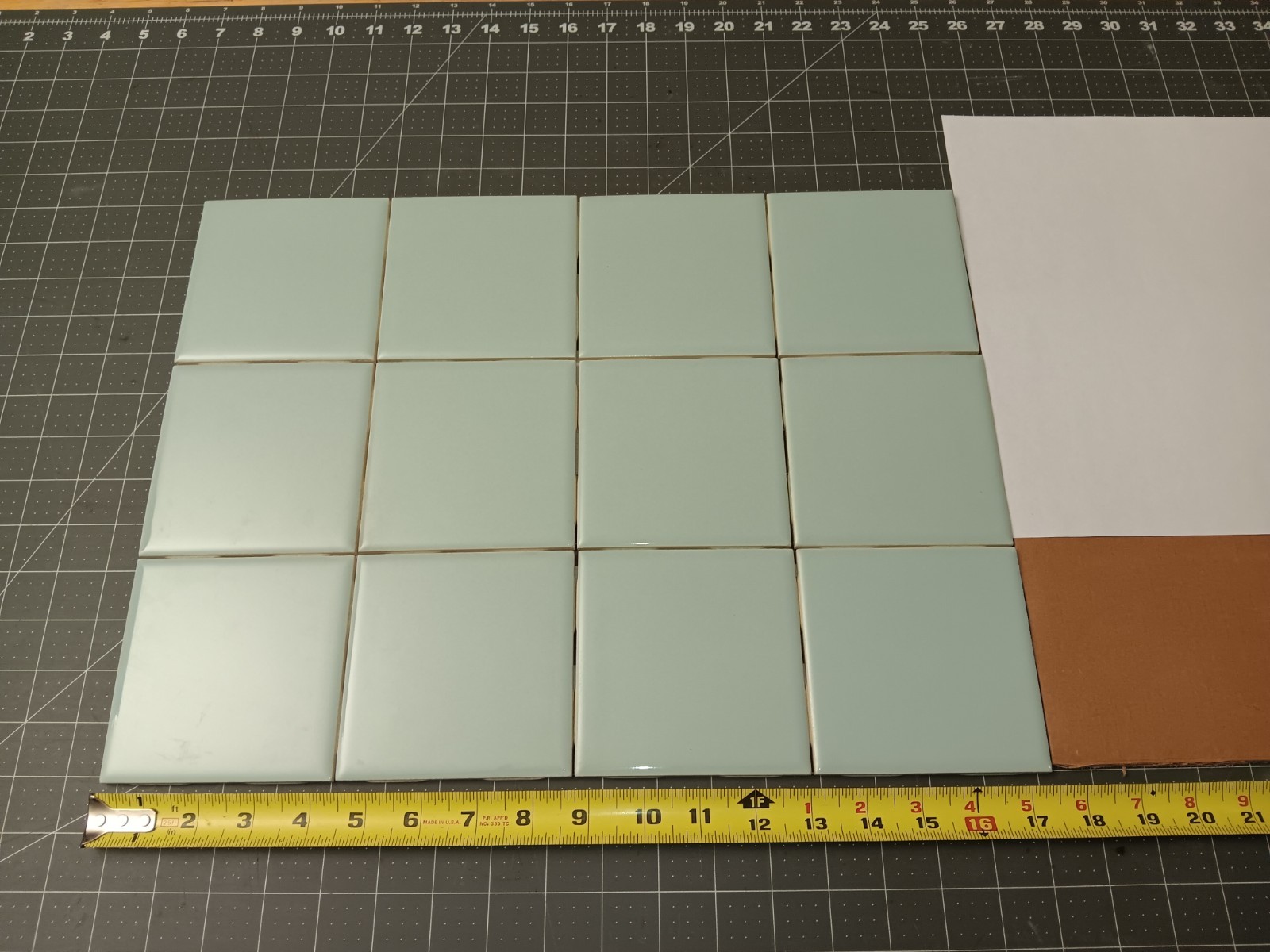 12 pcs. Vintage ceramic bathroom / kitchen field Tile LIGHT BLUE Robertson NOS