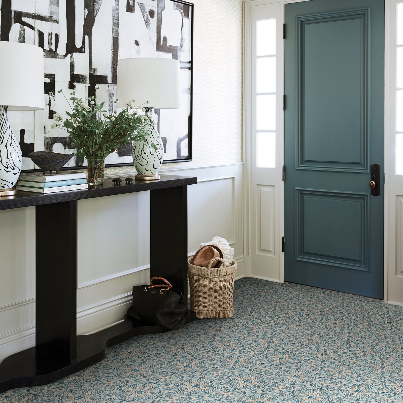 FP2477 Fontaine Peel Stick Floor Tiles Blue Waterproof Vinyl DIY Home Decor