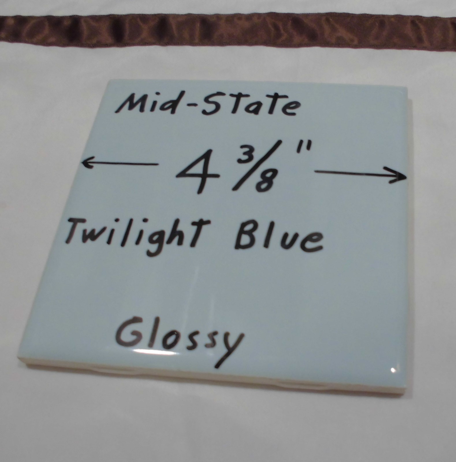 1 pc. Vintage *Twilight Blue* Glossy Ceramic Tile 4-3/8″ by Mid-State Co. NOS