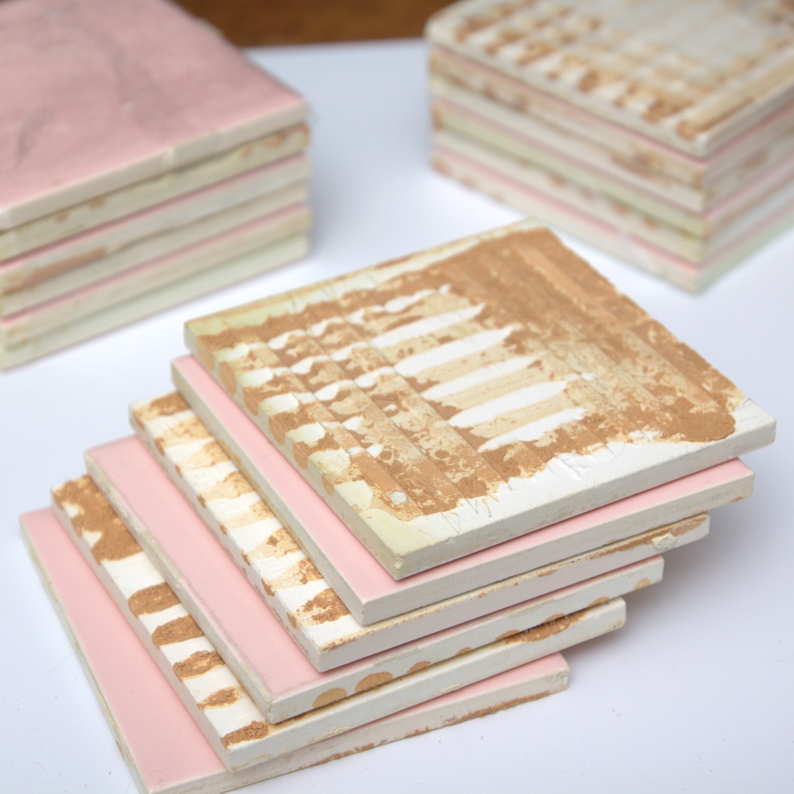 LOT 40 Vintage 1950s Pink SunTile Bathroom Wall Tiles 4-1/4″ Mamie Pink Salvage