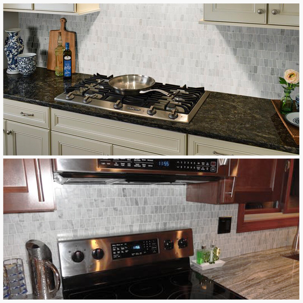 C2AXH Carrara White Marble Trapezoid Tappered Mosaic Wall Floor Tile Honed
