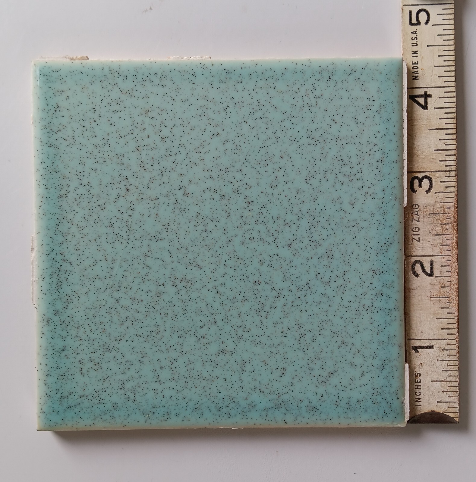 Atco USA 4-3/8″ Sq. Turquoise Speckled Brown 1 Ceramic Wall Tile 50s 60s VTG BR