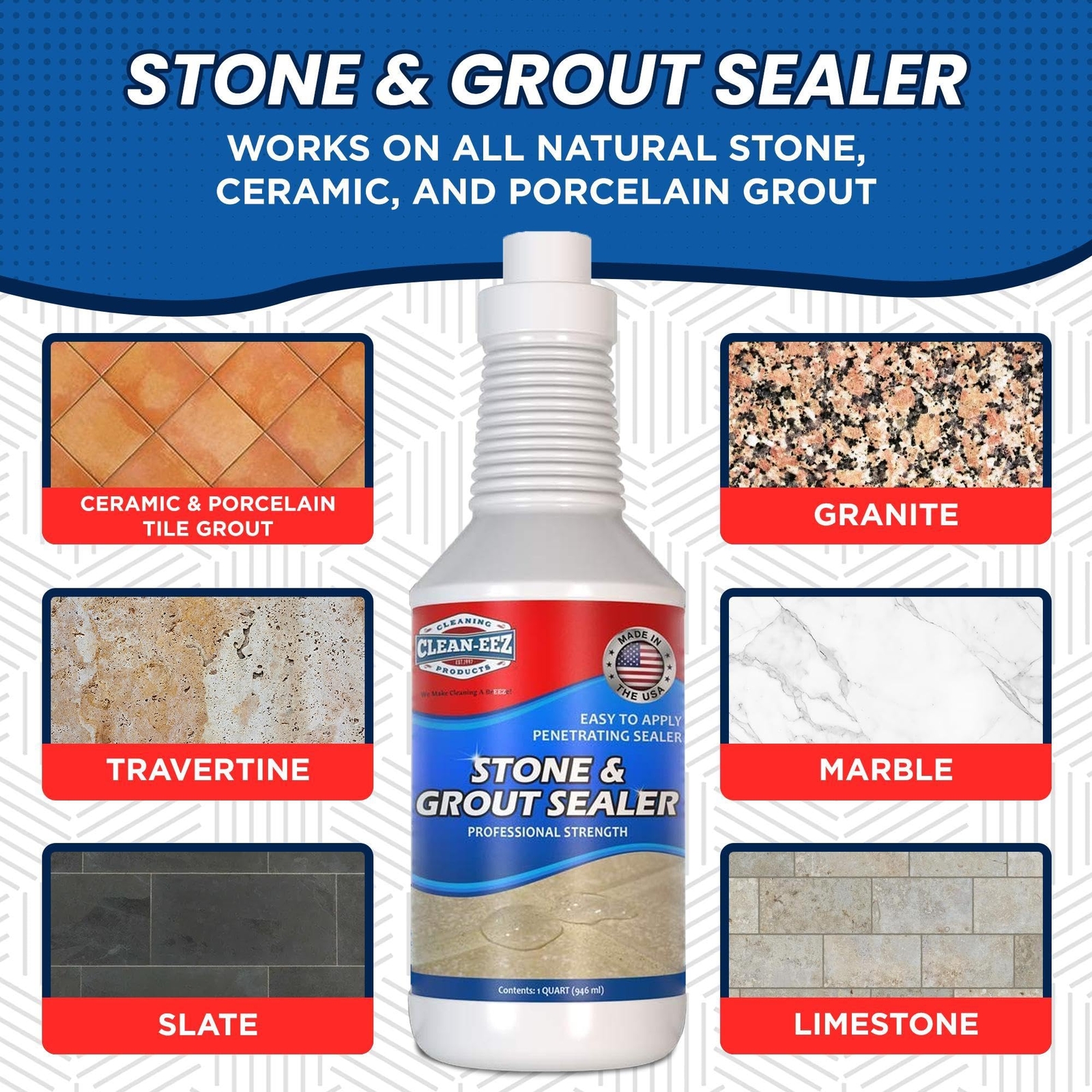 Clean-EEZ Grout Sealer – Protect Your Floors and Showers from Stains – Natura…