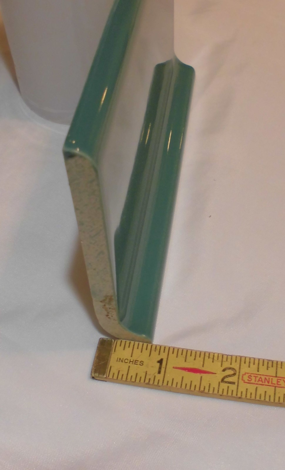 1 pc. Glossy *Pine Green* 4” X 6” Ceramic Cove Base Tile , Bullnose Top “NOS”