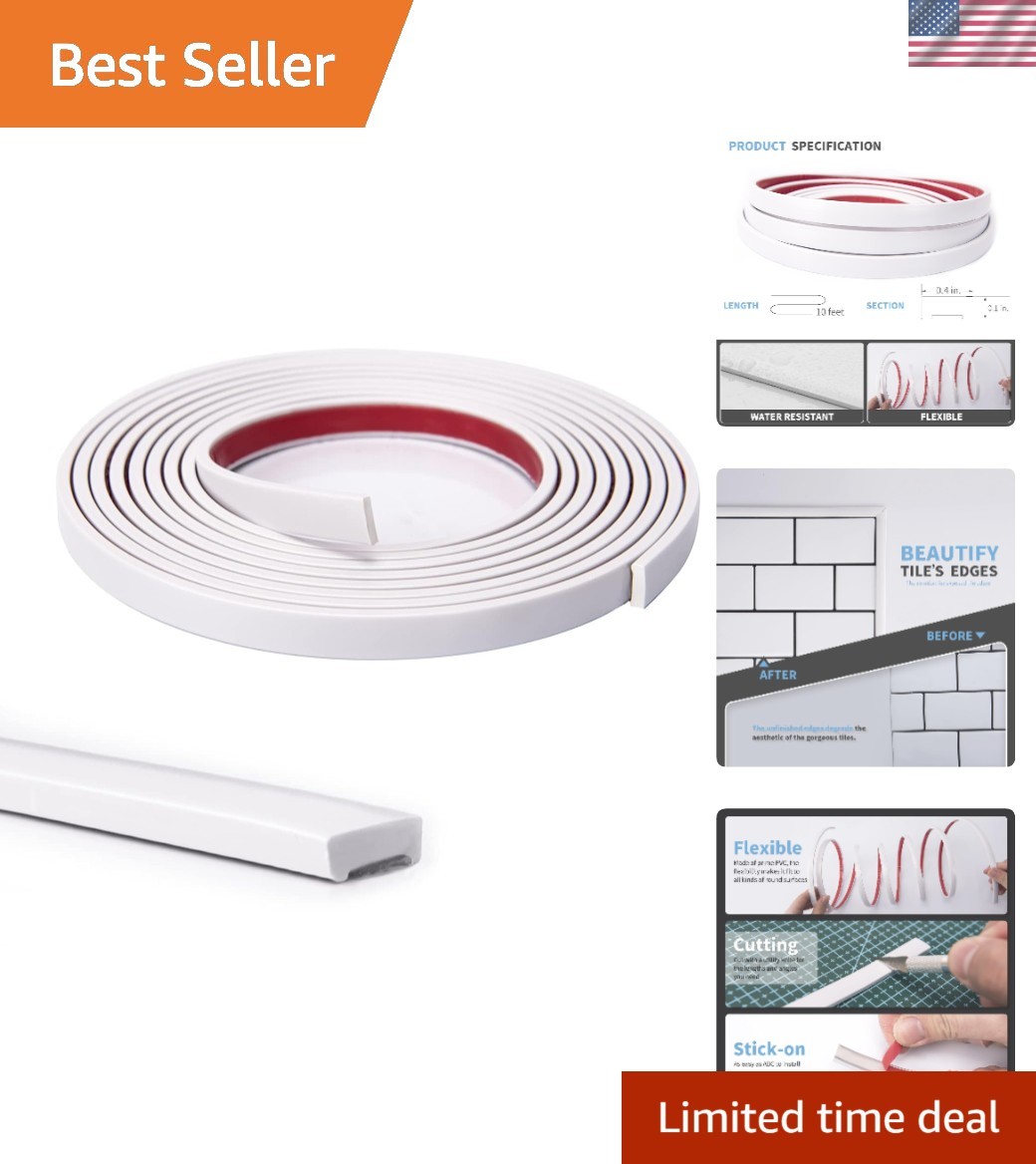 10 Ft Peel and Stick Vinyl Molding Trim in White – Perfect for Backsplashes
