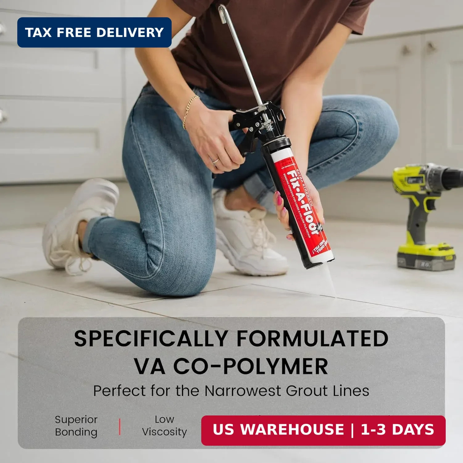 The Original Fix-A-Floor Loose Tile Repair Adhesive – Tile, Porcelain, Ceramic,