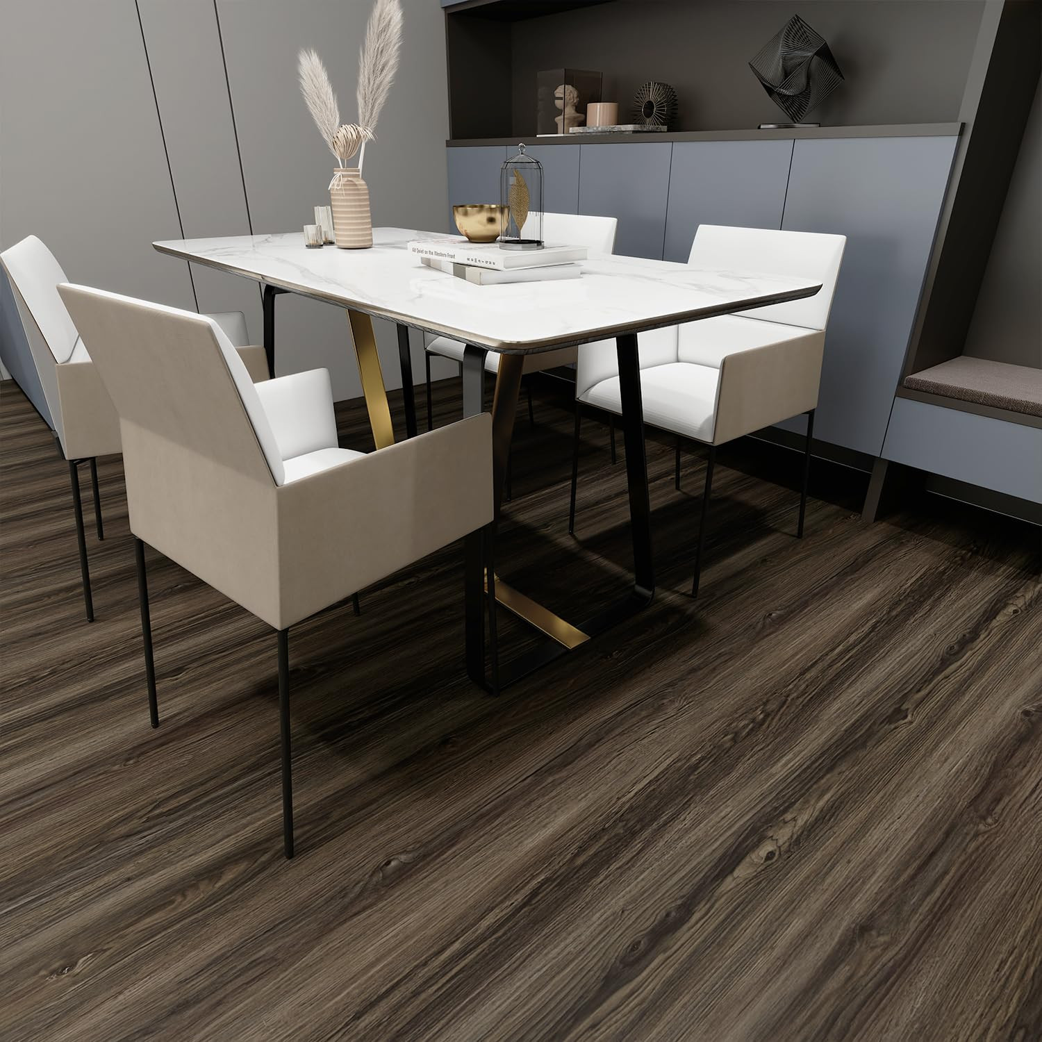 Wood Grain Peel and Stick Floor Roll 11.8 x 118 Inch Self Adhesive Vinyl Floorin
