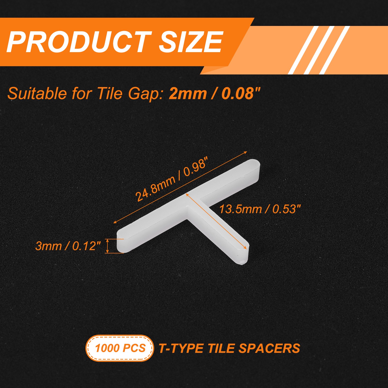 1000 Pcs 2mm / 1/12 Inch Tile Spacers t Type Plastic Spacers White