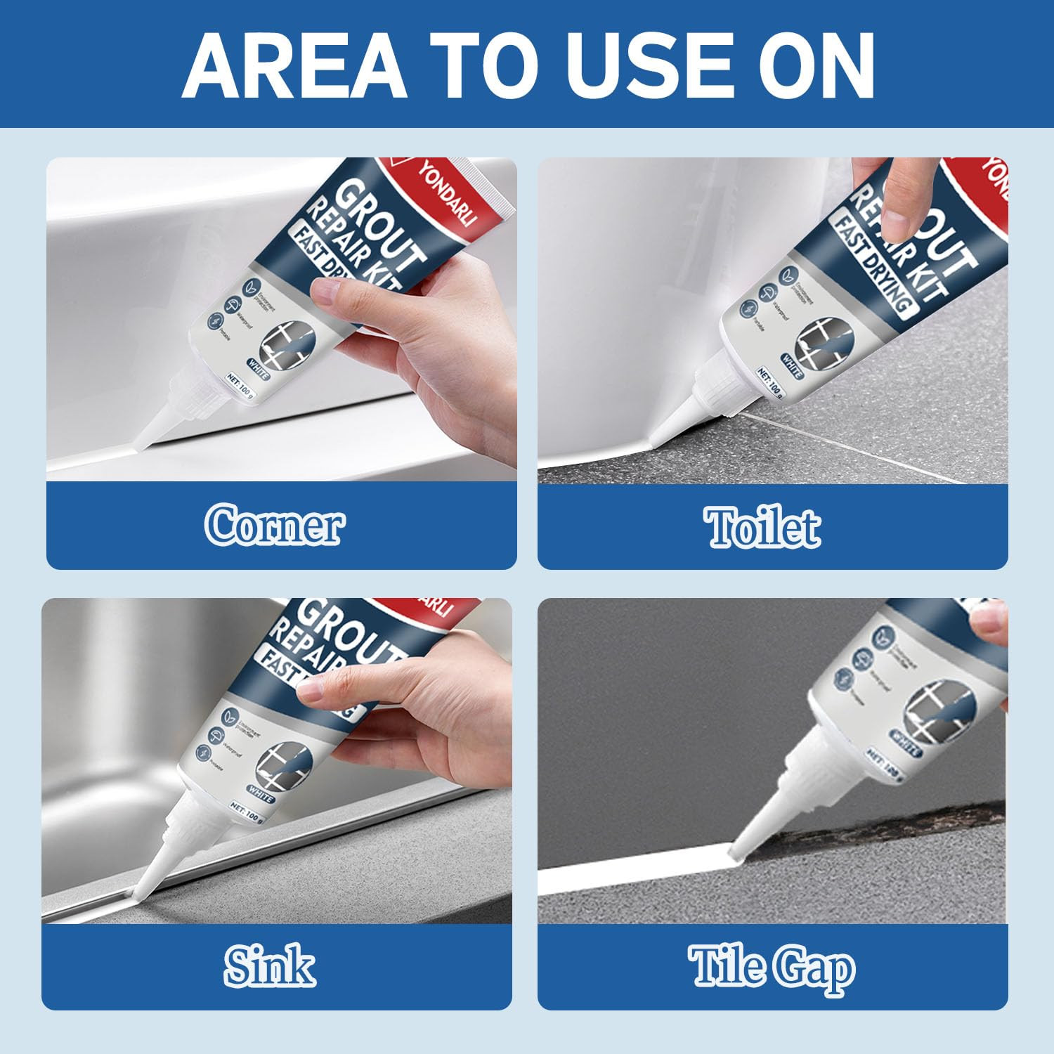 Tile Grout, 2 Pack White Grout Filler Tube, Grout Sealer for Bathroom, Shower, K