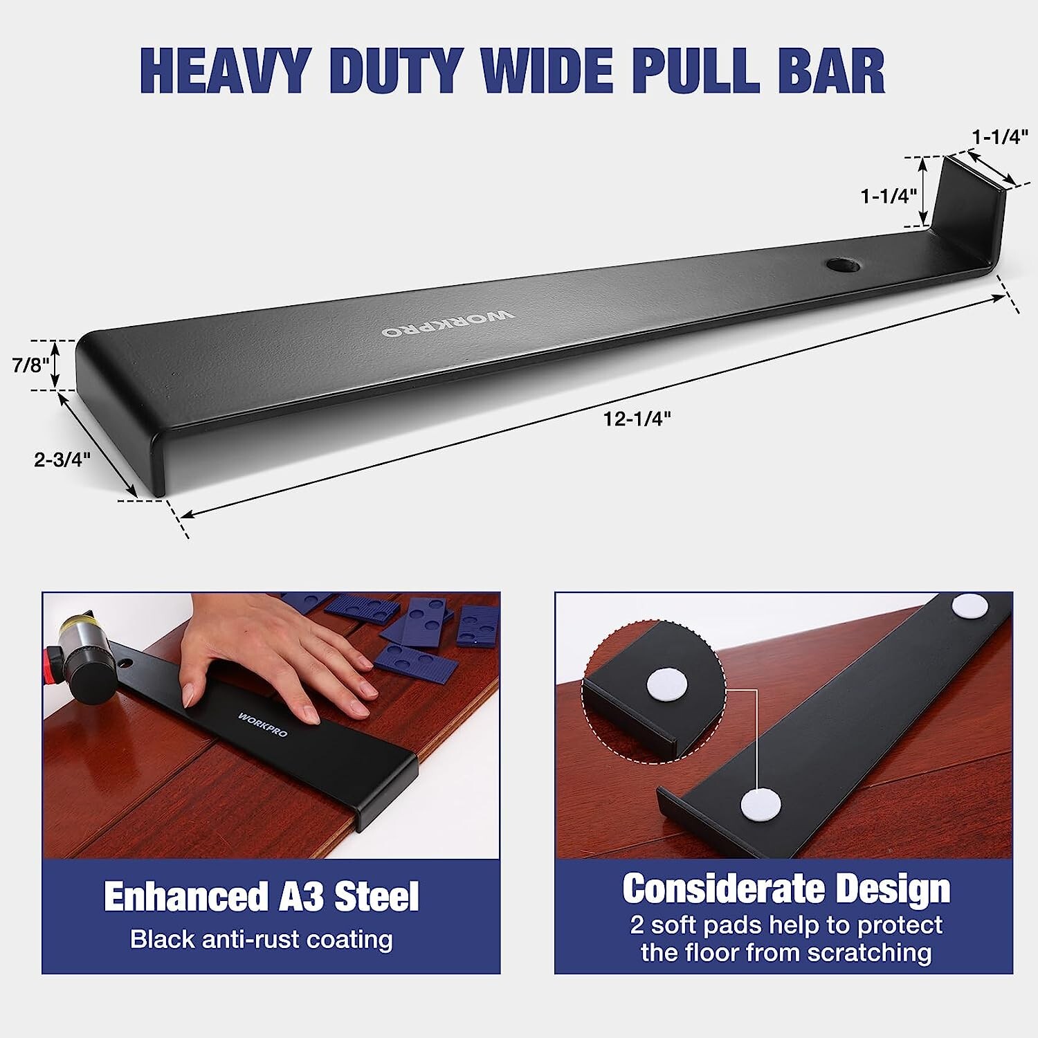 WORKPRO Laminate Flooring Installation Kit- Rubber Mallet with Fiberglass Handle