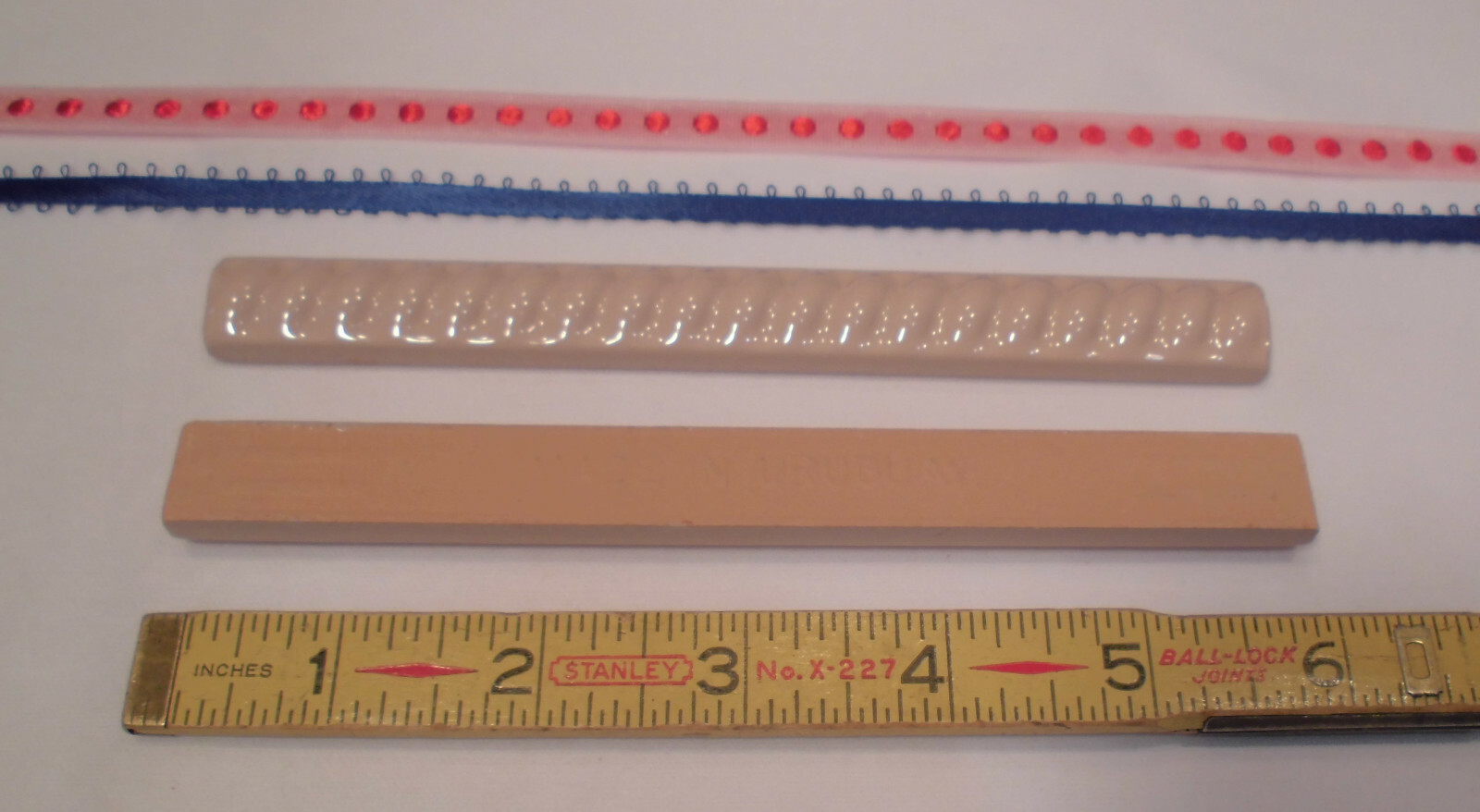 10 pcs. Misty Rose: Vintage Ceramic Liner-Pencil-Sizzle Tiles: 5/8″ X 6″ Rope
