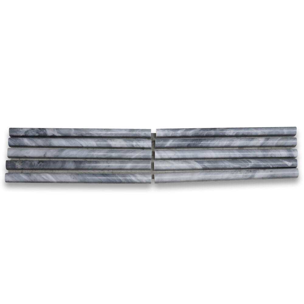 K18P Bardiglio Gray Dark Grey Marble 3/4×12 Pencil Liner Molding Polished