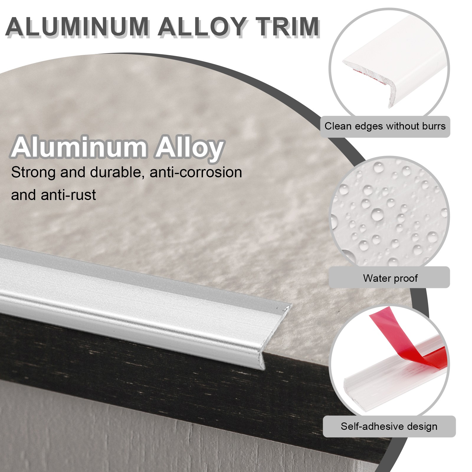 10pcs Tile Edge Trim 12″ x 0.4″ Peel and Stick Aluminum Alloy Trim, Matte White