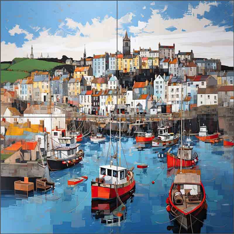 Boat Tile Backsplash Ray Powers Village Art Ceramic Mural OB-RPA451A