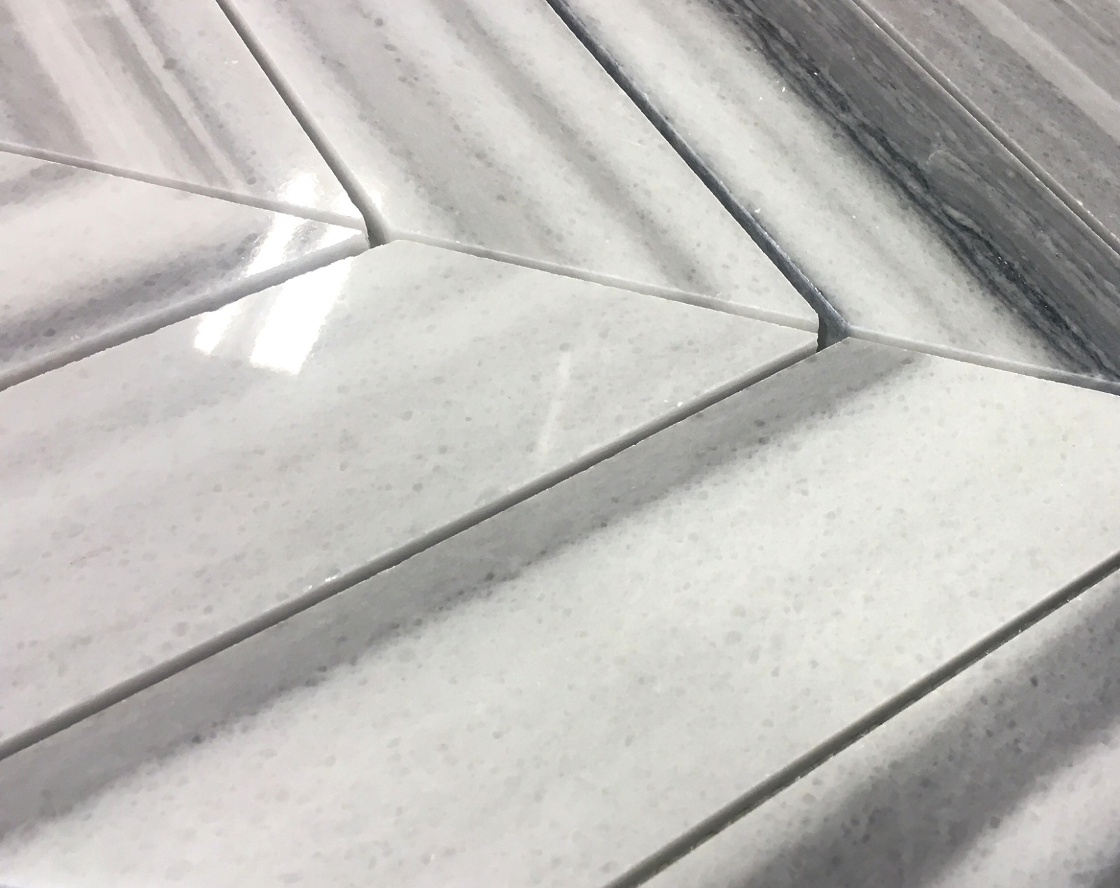 Gray Silver Chevron Marble 9X15 Mosaic Wall and Floor Tile Backsplash Bath