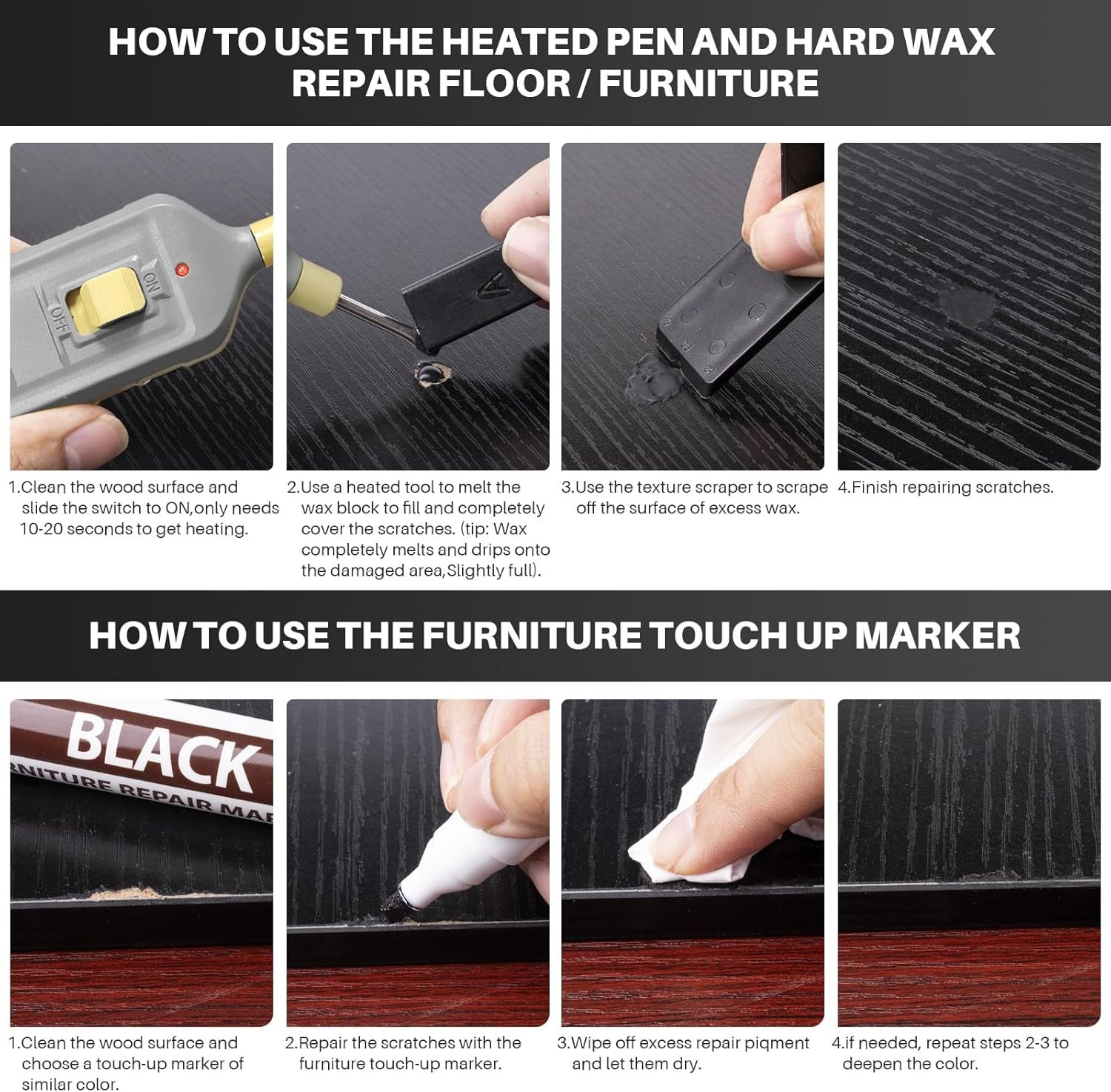 Vinyl Floor Repair Kit with Heat Pen – 11 Colors Laminate Wood Floor Repair Kit