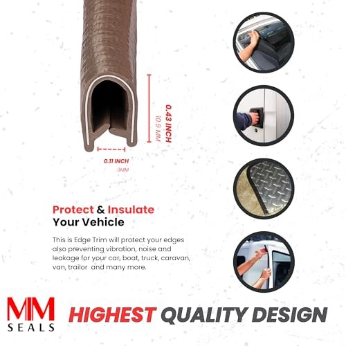 Brown Edge Trim Black U Extrusion Medium Size | U Height: 17/32″, Grip 10 Feet