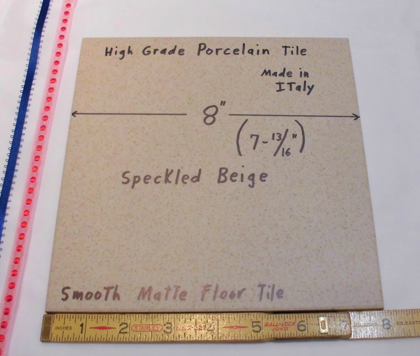 1 pc. Speckled: Smooth Porcelain Floor Tile 8″ X 8″ Light Beige + Gold Specks