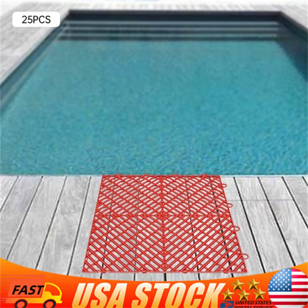 11.8×11.8″ Interlocking Garage Floor Tiles 25 PCS Deck Tile Snow Water Drainage
