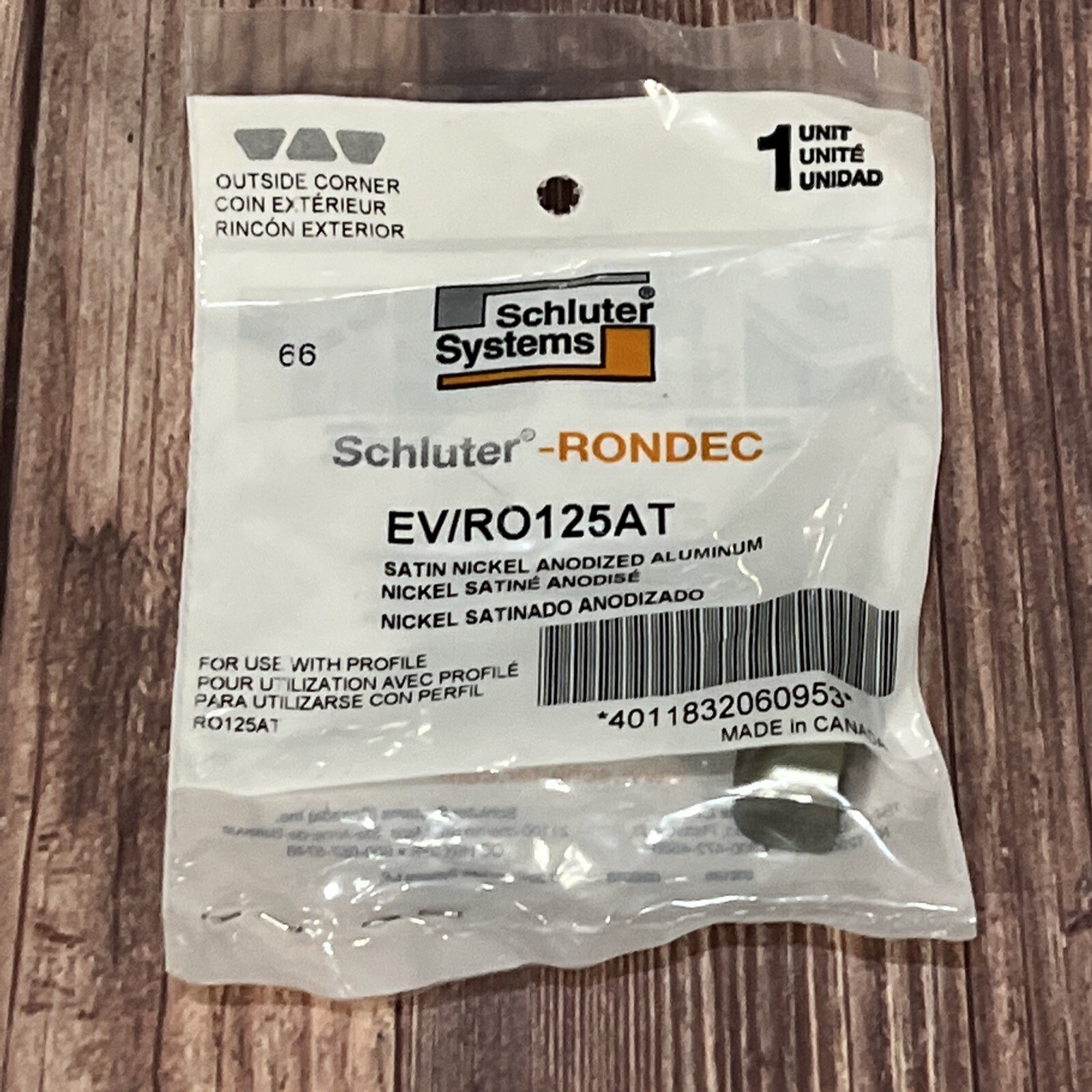 EV/RO125AT – Rondec 1/2″ Outside Corner – 90 Satin Nickel anodized Aluminum