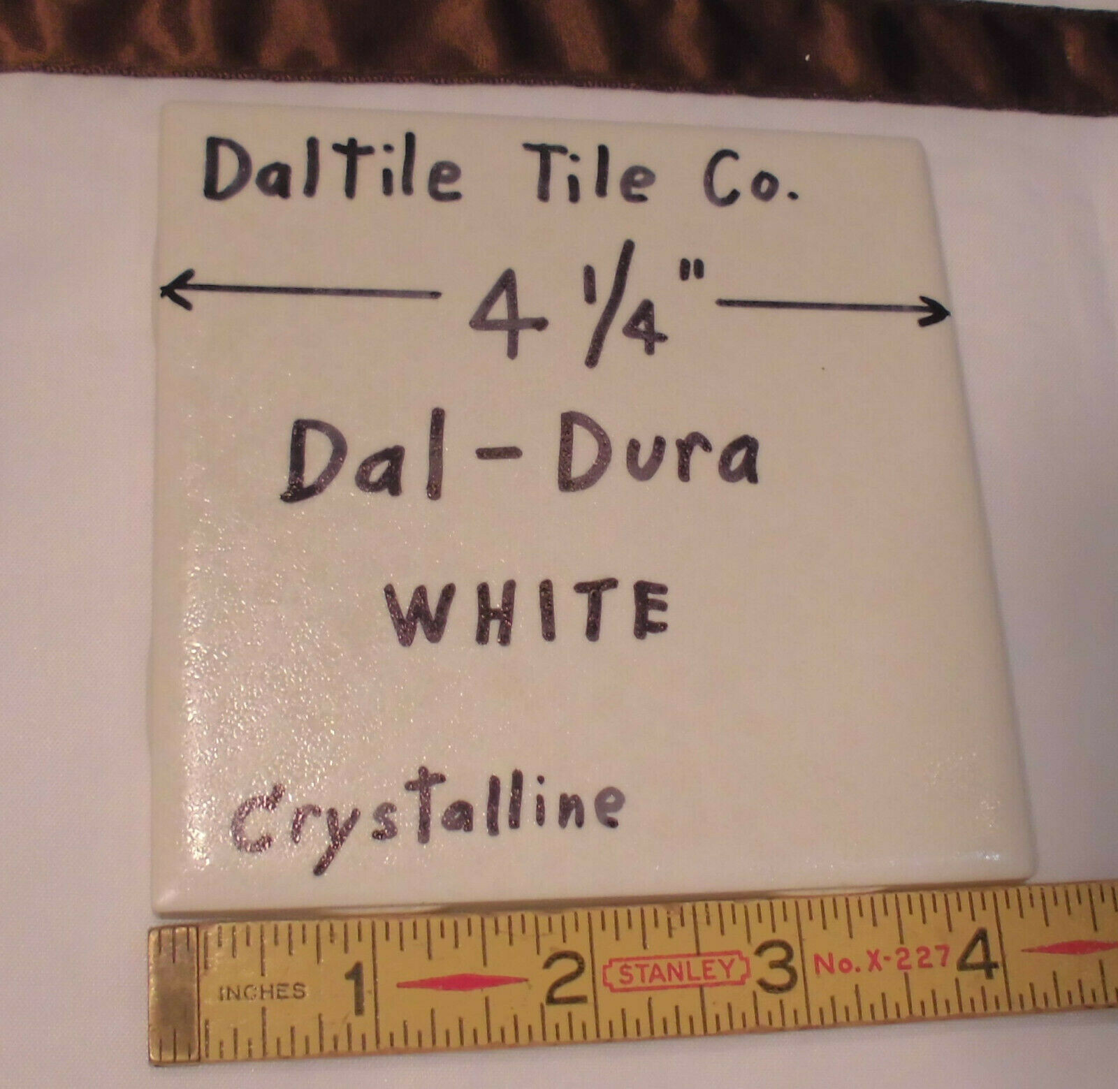 1 pc. *White* Ceramic Tile by Daltile 4-1/4″ Dal-Dura; Crystalline, Matte, New