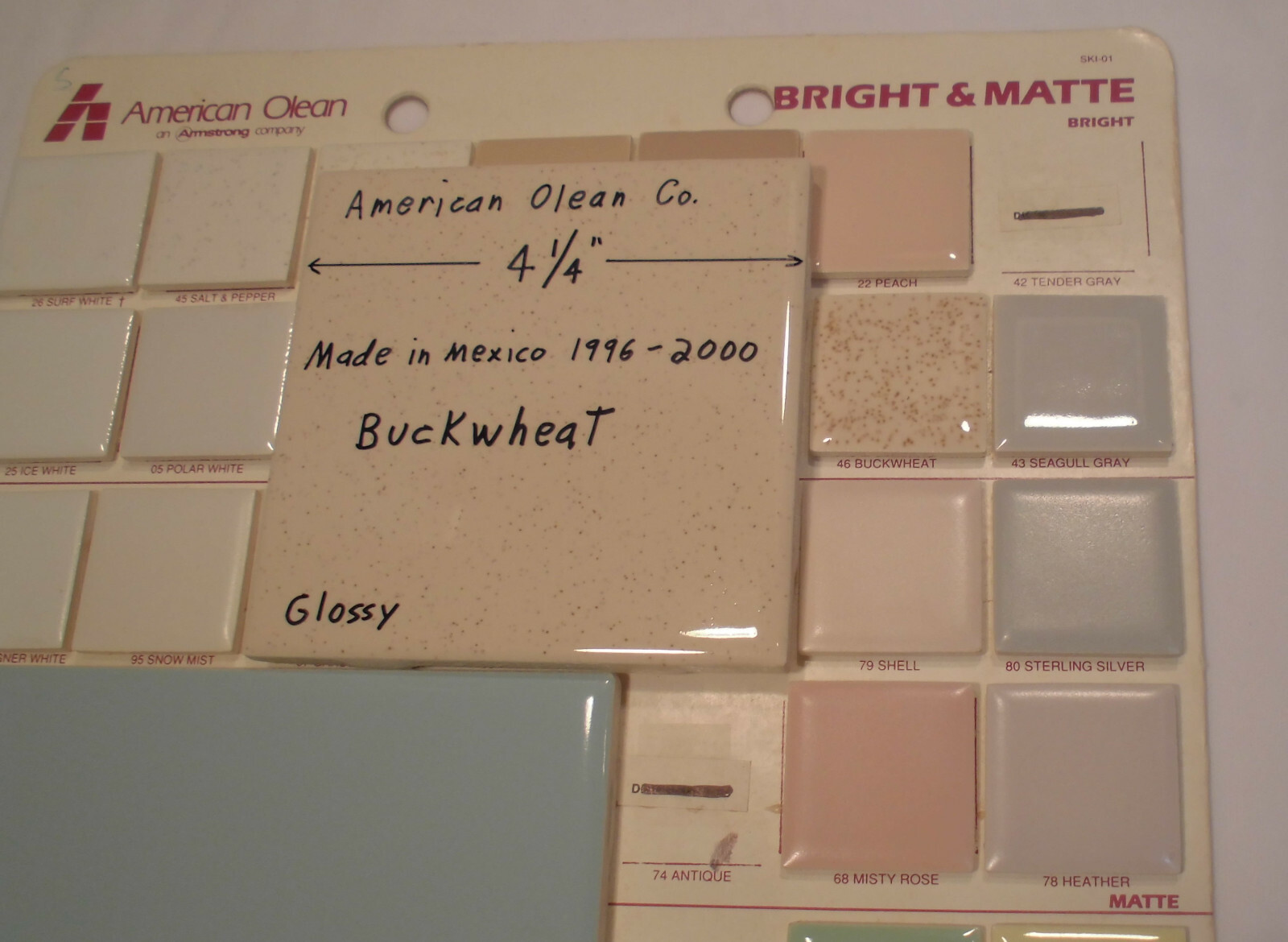 1 pc. Buckwheat Glossy Ceramic Tile #46 by American Olean 4-1/4″ New Version