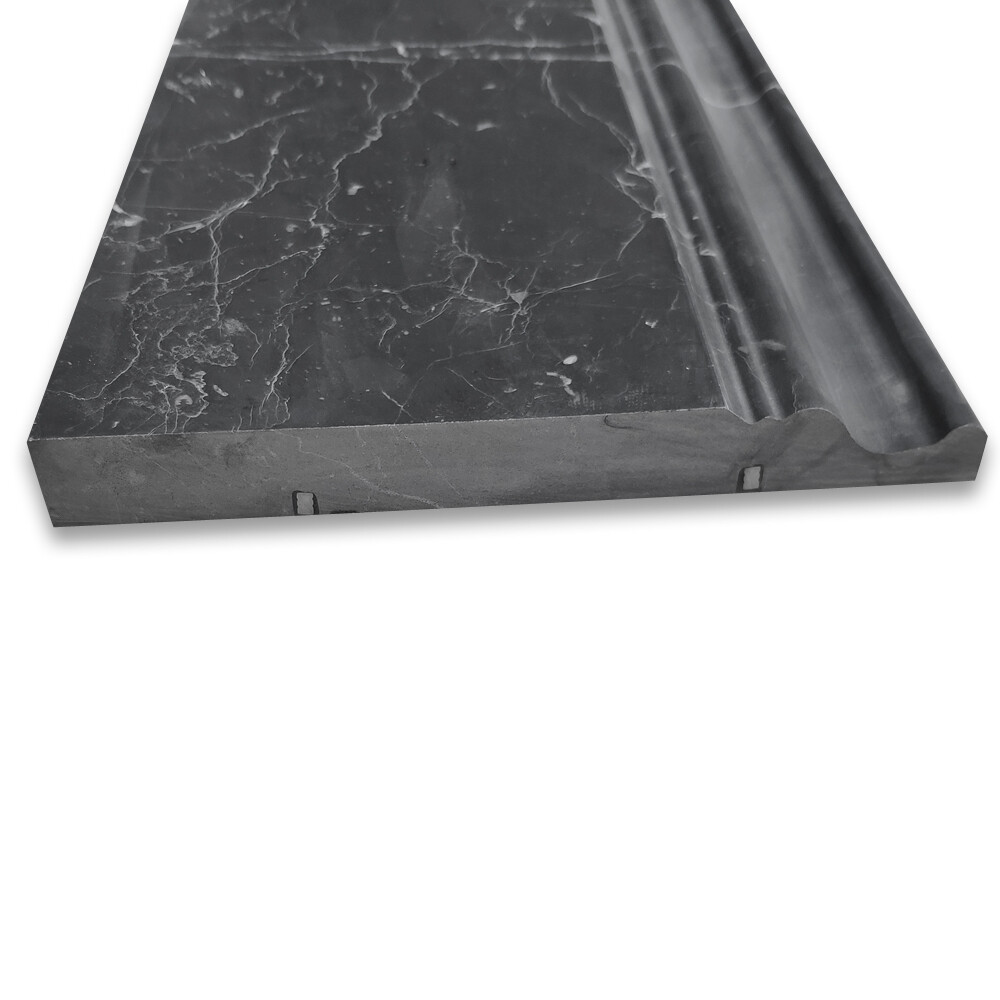 N06H Nero Marquina Black Marble 6×12 Skirting Baseboard Trim Molding Honed