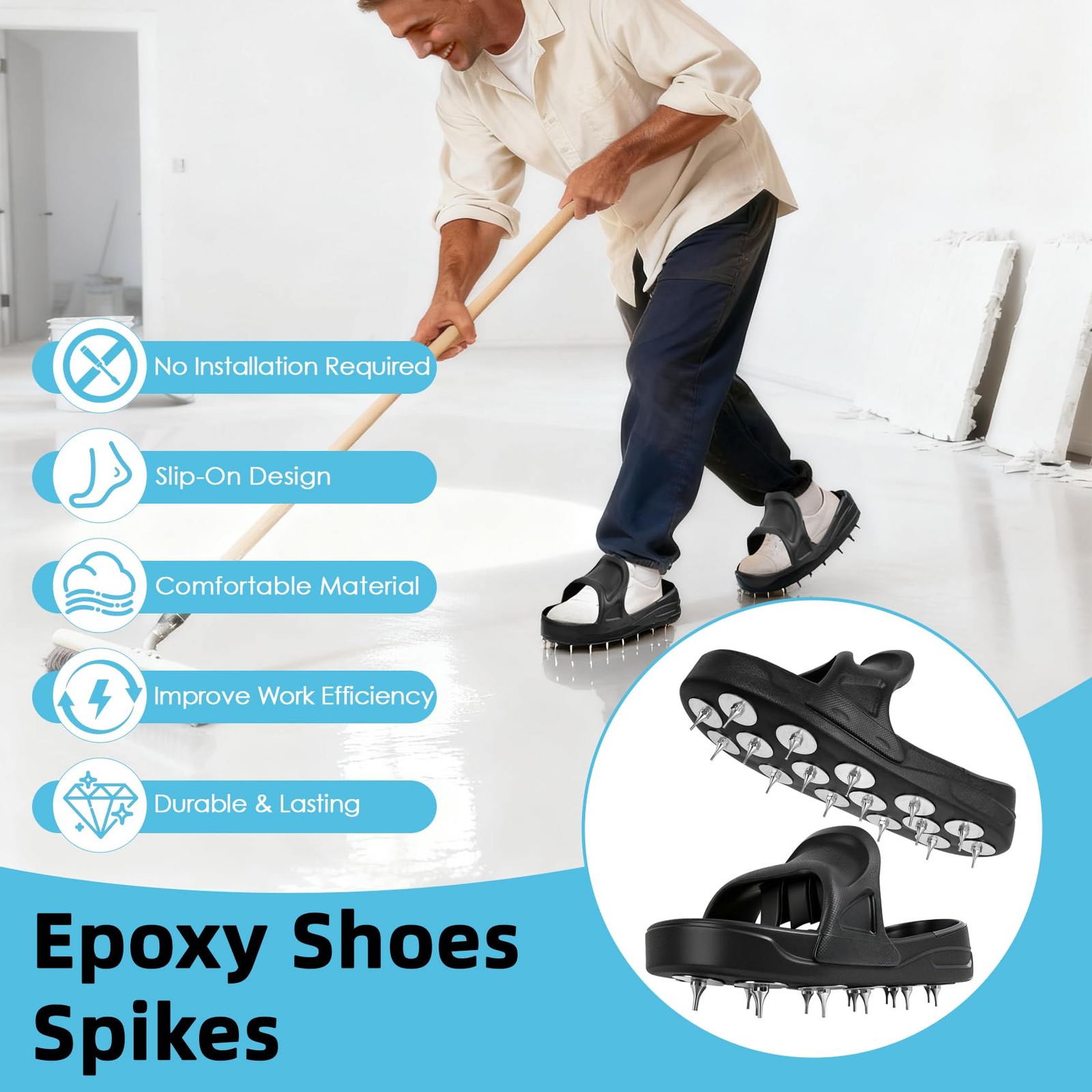 Epoxy Spike Shoes for Flooring, Spiked Shoes for Epoxy Coating and Resin Floo…