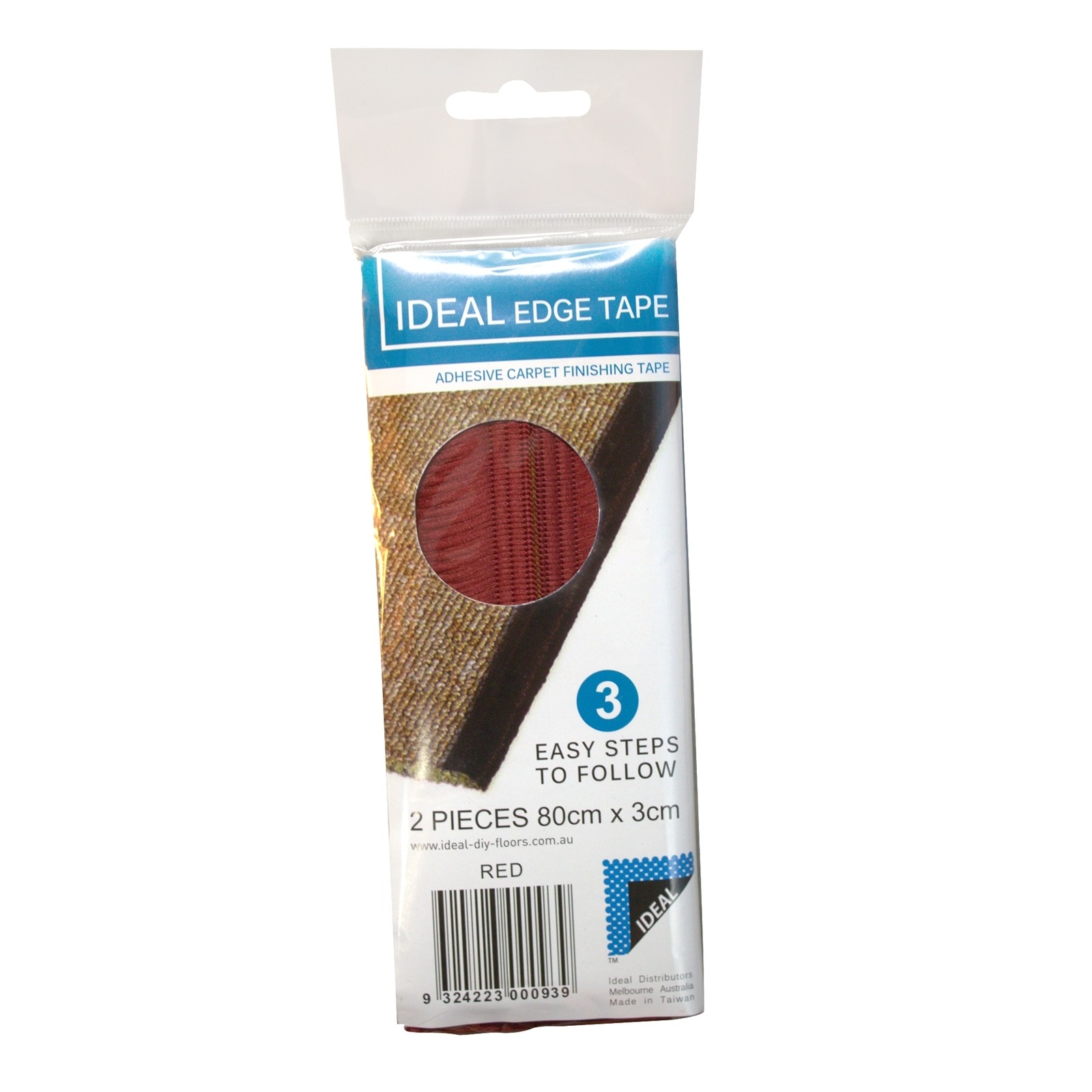 2x Red 80cm x 3cm Binding Tape for Carpet Runner Edge 2pce Pkt