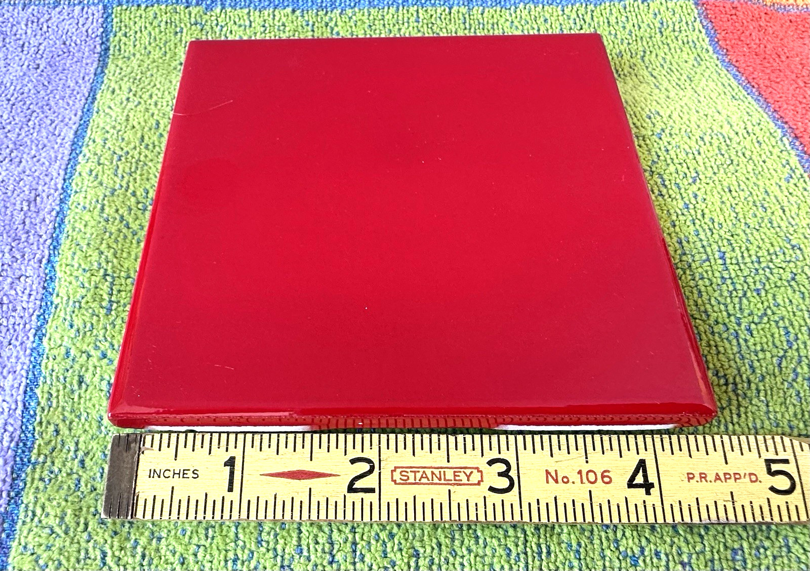 1 pc. Gloss Red: 4-3/8″ Brilliant Glossy Ceramic Tile by Florida Co. NEW