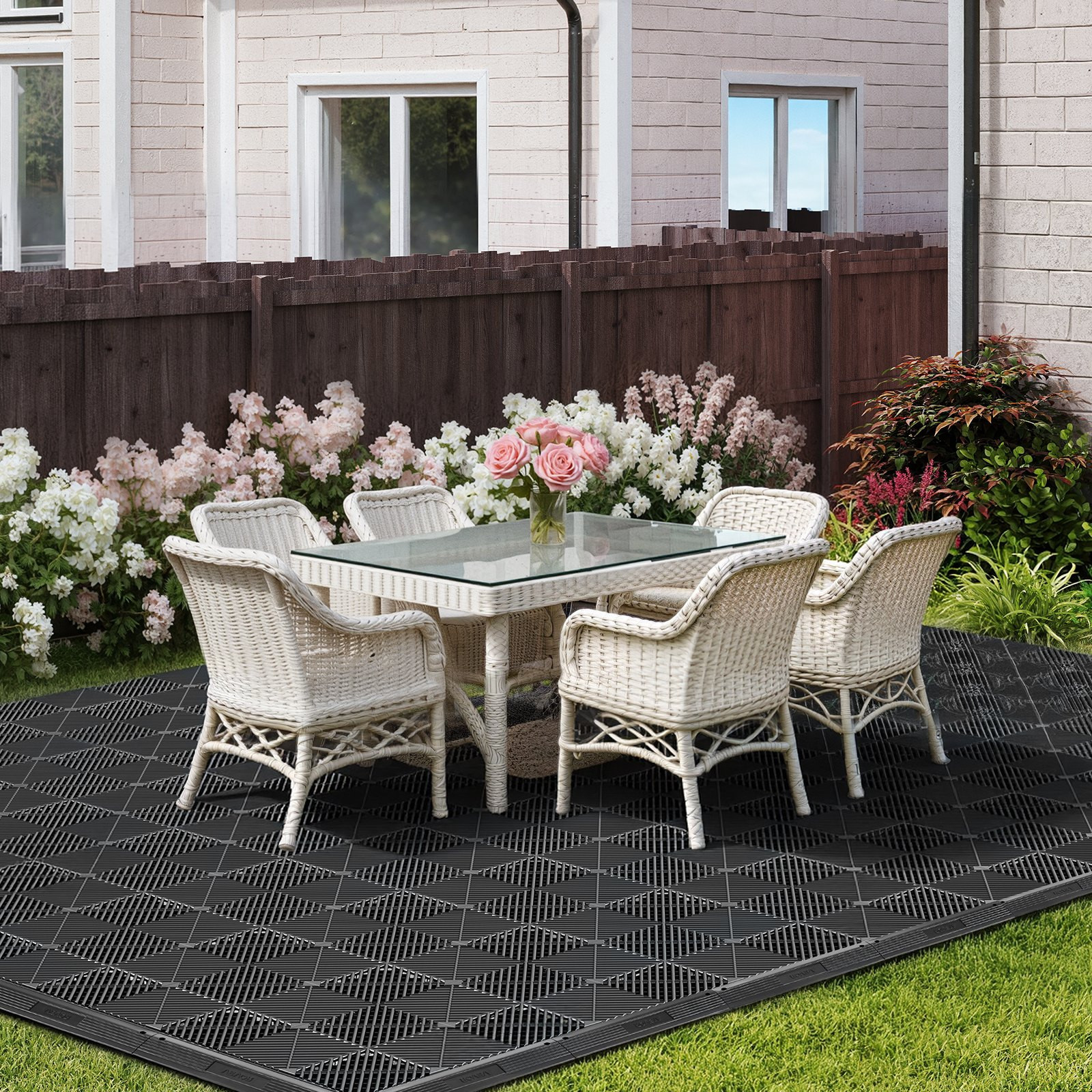 11PC Straight Garage Floor Edge Kit for VEVOR Drainage Mats Black PP Edging
